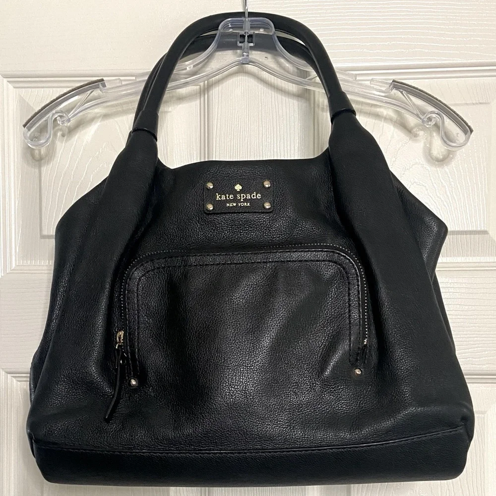 Kate Spade Baxter Street Stevie Black Leather Satchel Shoulder Bag Pre-Owned